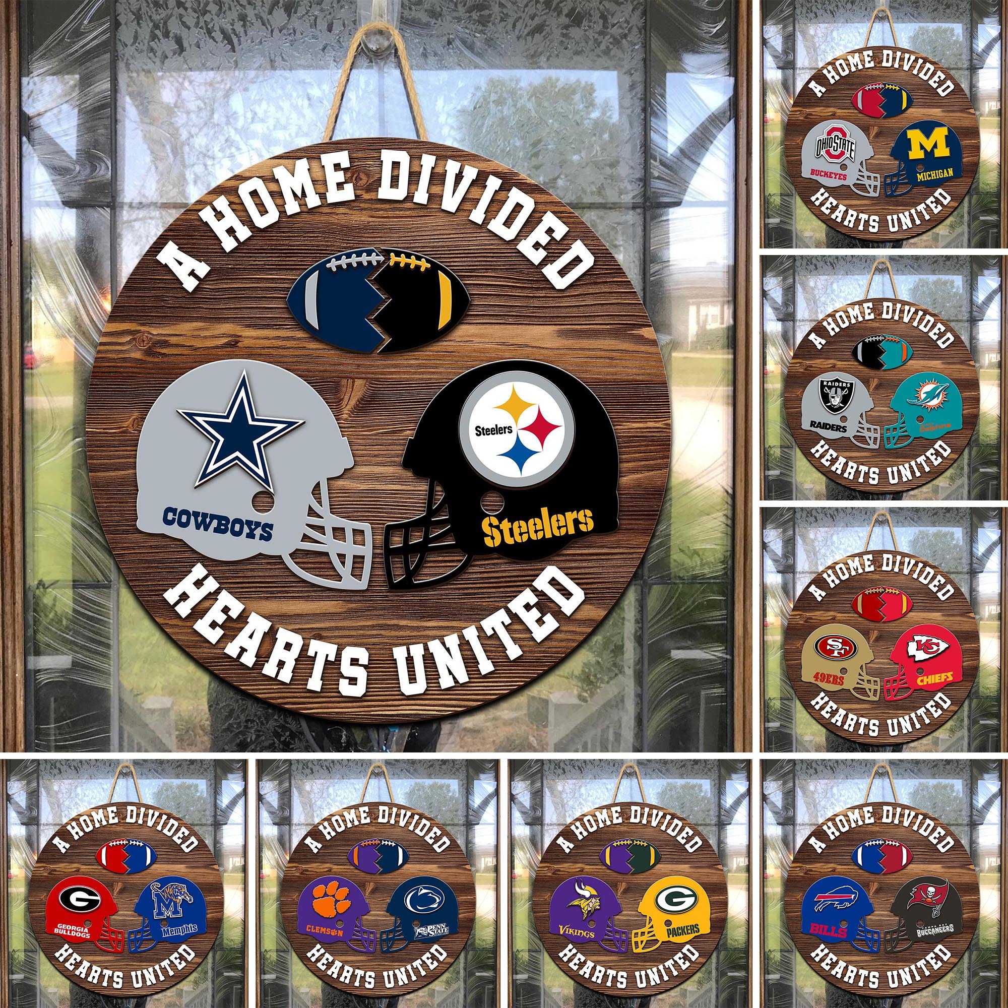 House Divided 2 Layered Custom Wood Sign Choose Your Team, A Home Divided Sign, Sport Fan Gifts ETRG-58310