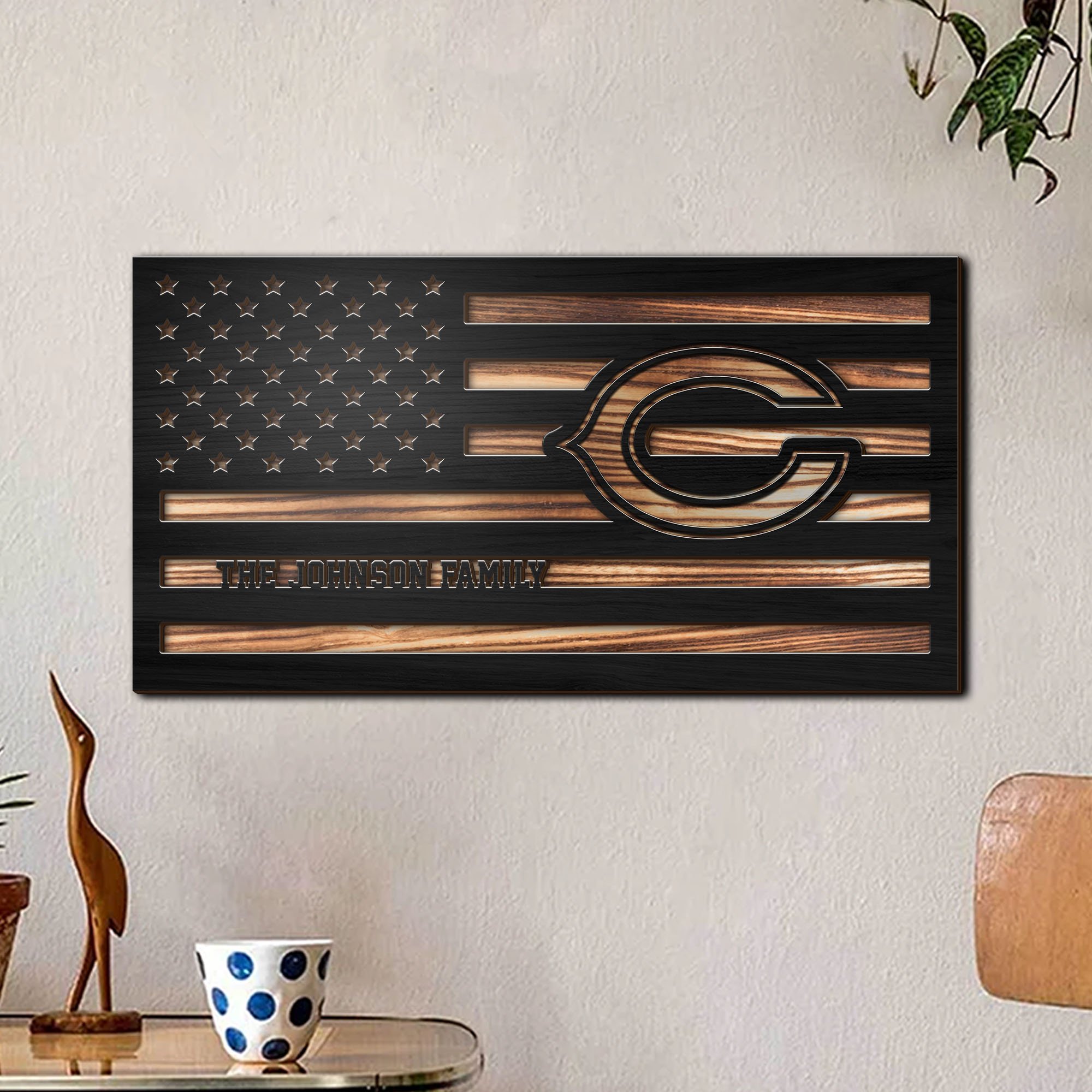 Chicago Bears 2 Layers Wood Sign Custom Your Family Name, Football Team Sign, Football Lover Gifts, Sport Decorations ETRG-59499