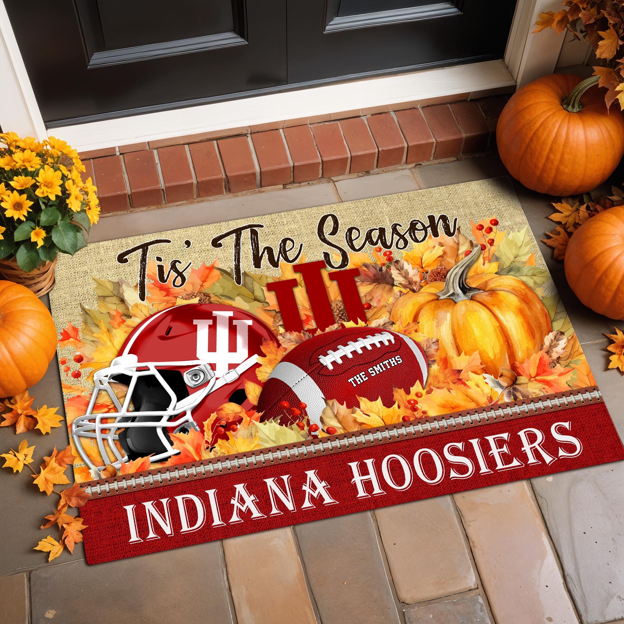 Indiana Hoosiers Doormat Customize Family Name And Choose Your Quotes, Sport Doormat, Gifts For Sport Fan ETRG-60205